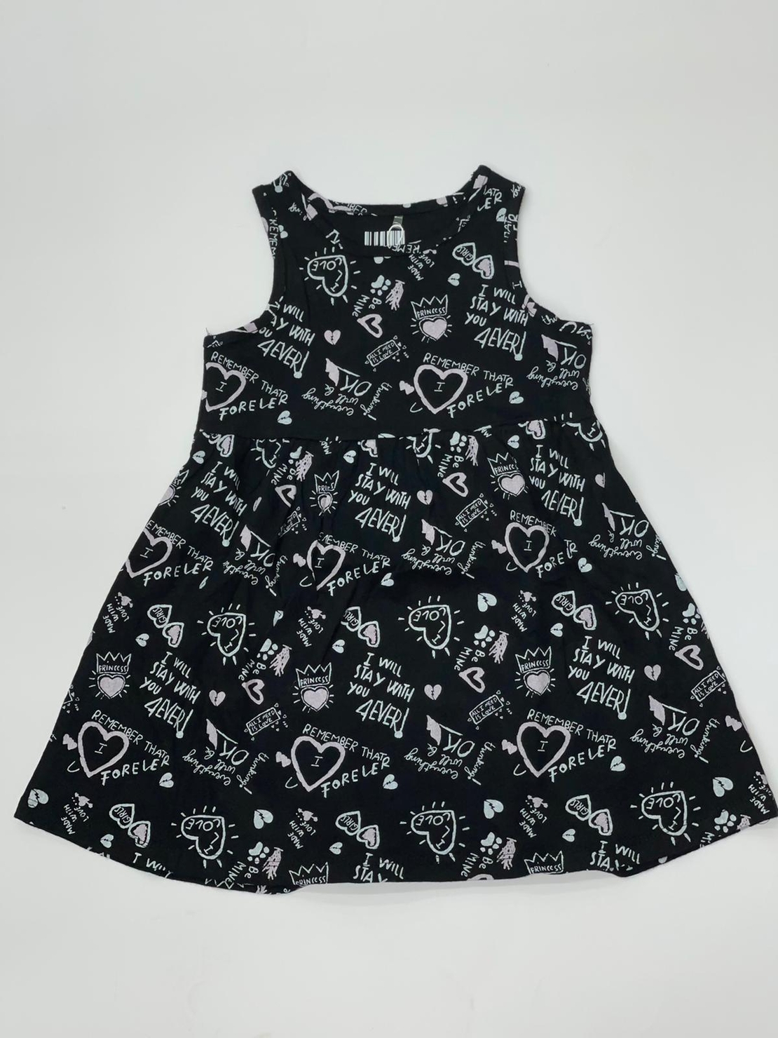 שמלה בנות 4-12 שחור\אפרסק 