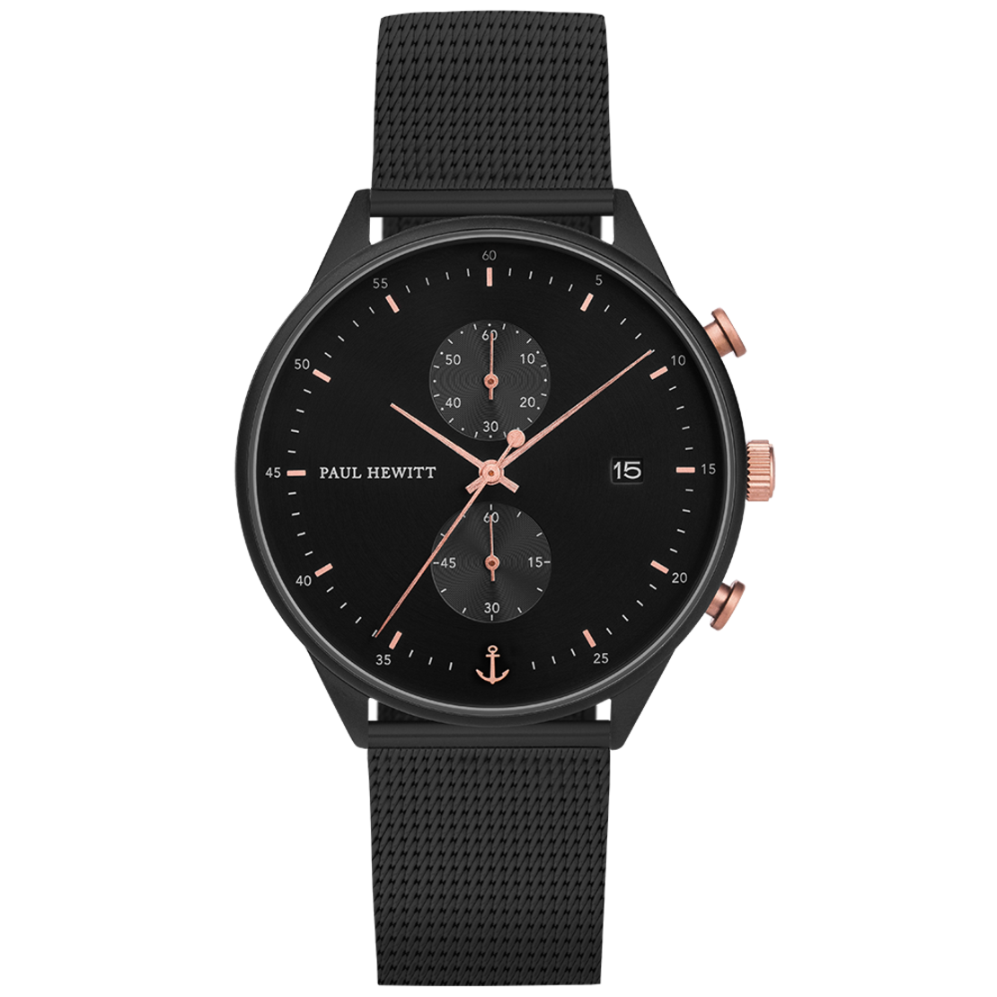 Watch Chrono Black Sunray Black Rose Gold Mesh Black  PH-C-B-BSR-5S