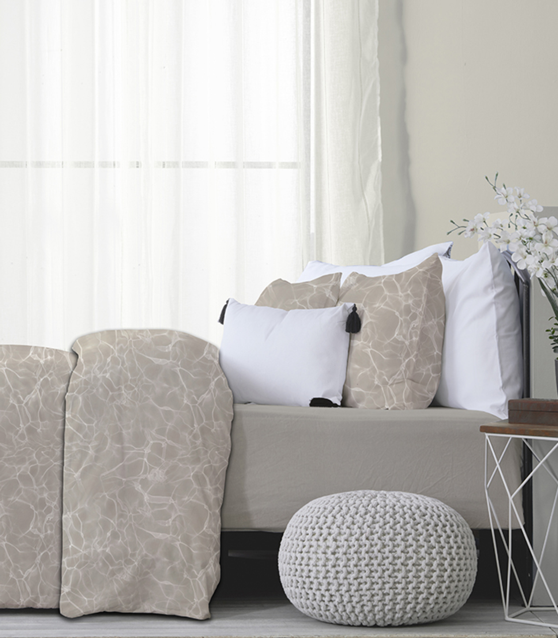 מצעי בייסיק דגם אושן קרם 160/200