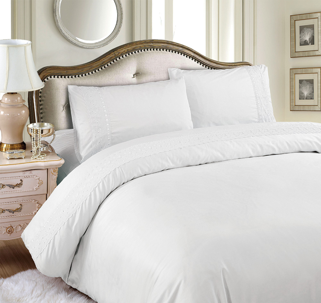 סט GLORY כותנה משולב פס תחרה  160/200 