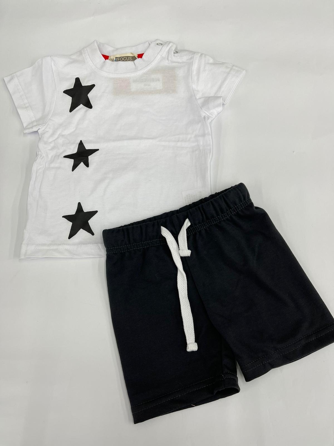 חליפת בייבי בנים 100% כותנה FOCUS (לבן\אפור\שחור)