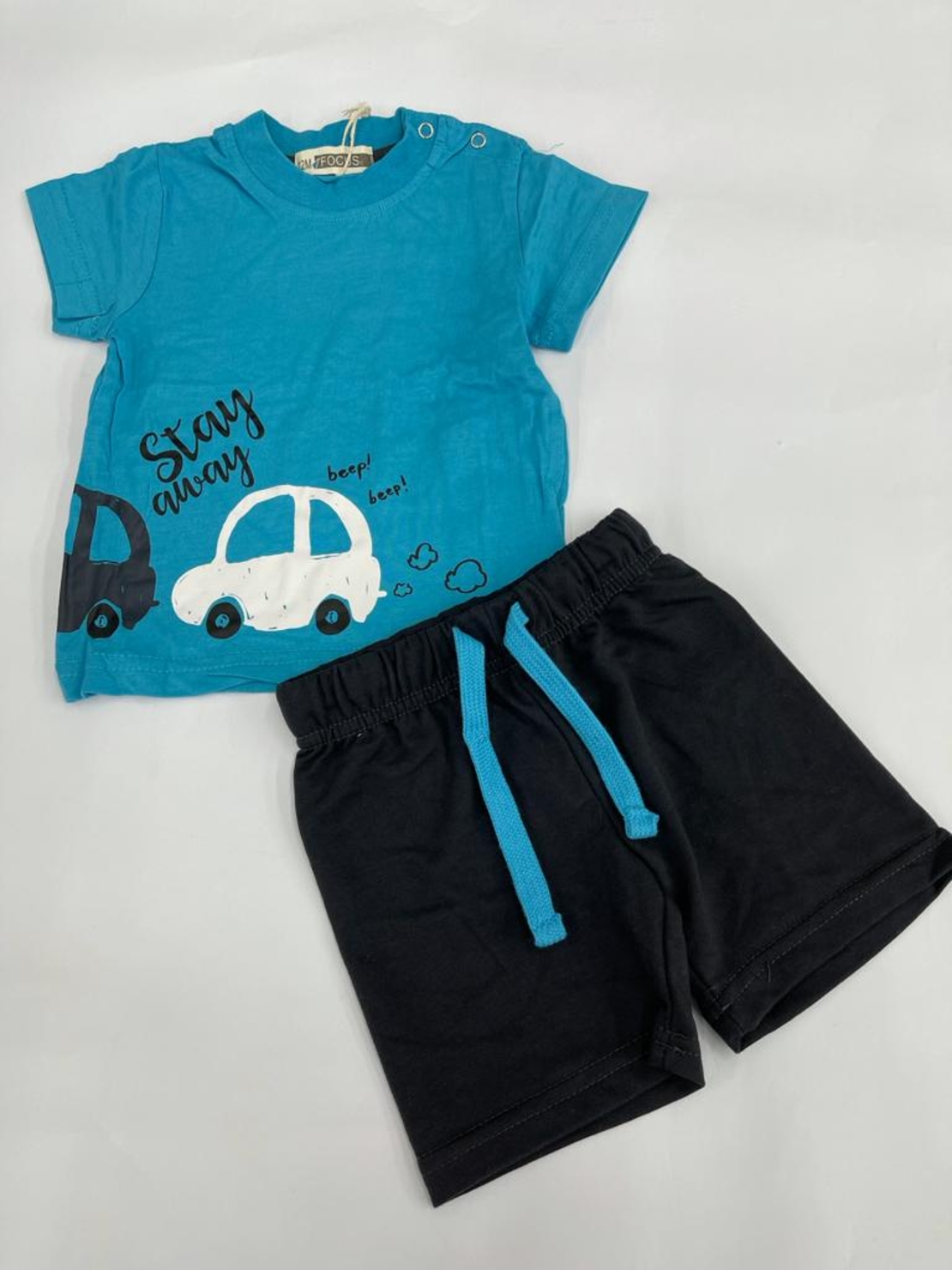 חליפת בייבי בנים 100% כותנה FOCUS (כחול\אפור\אפורעכבר)