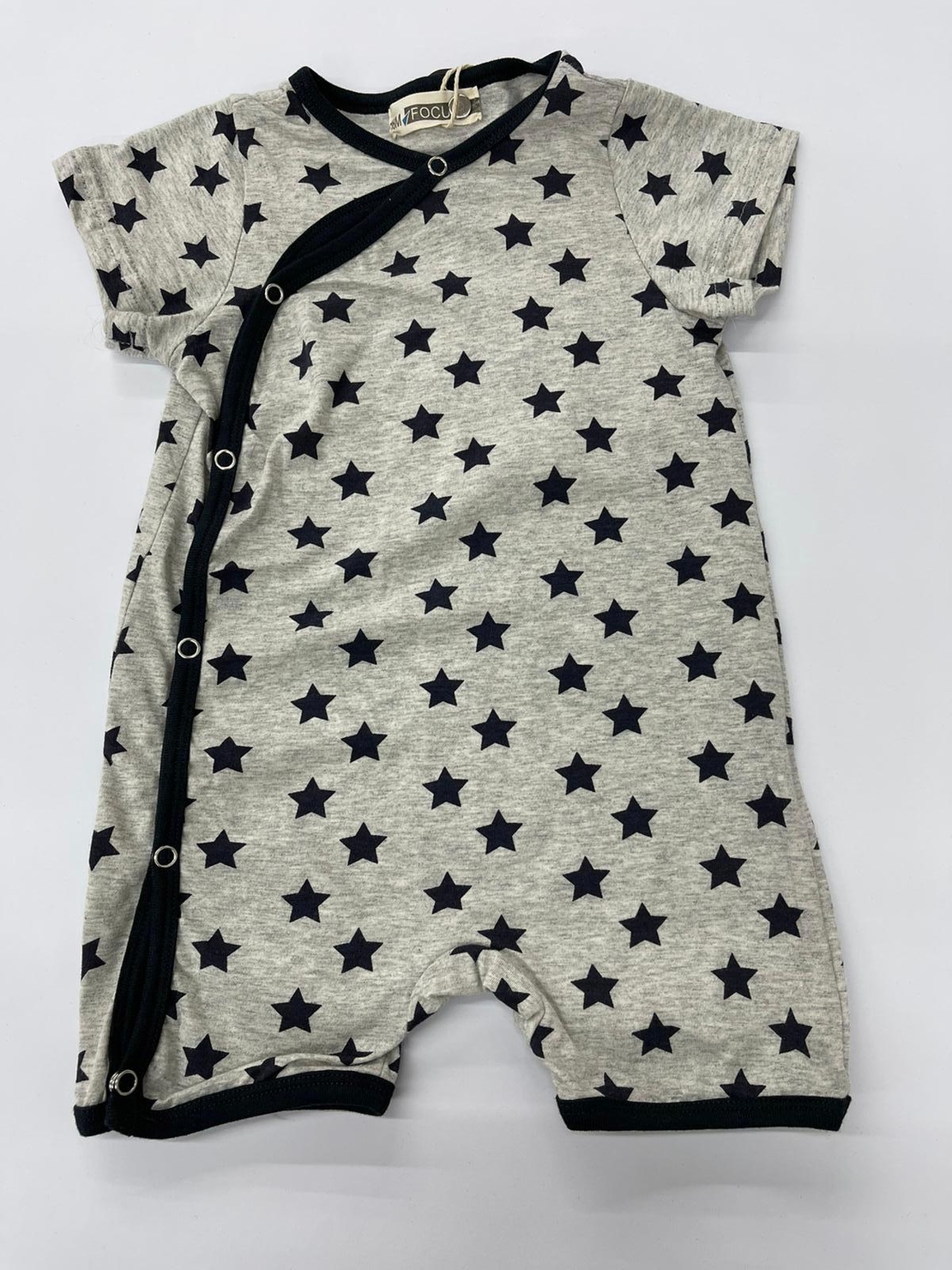 אוברול בייבי בנים 100% כותנה (לבן\אפור\אפור עכבר) 