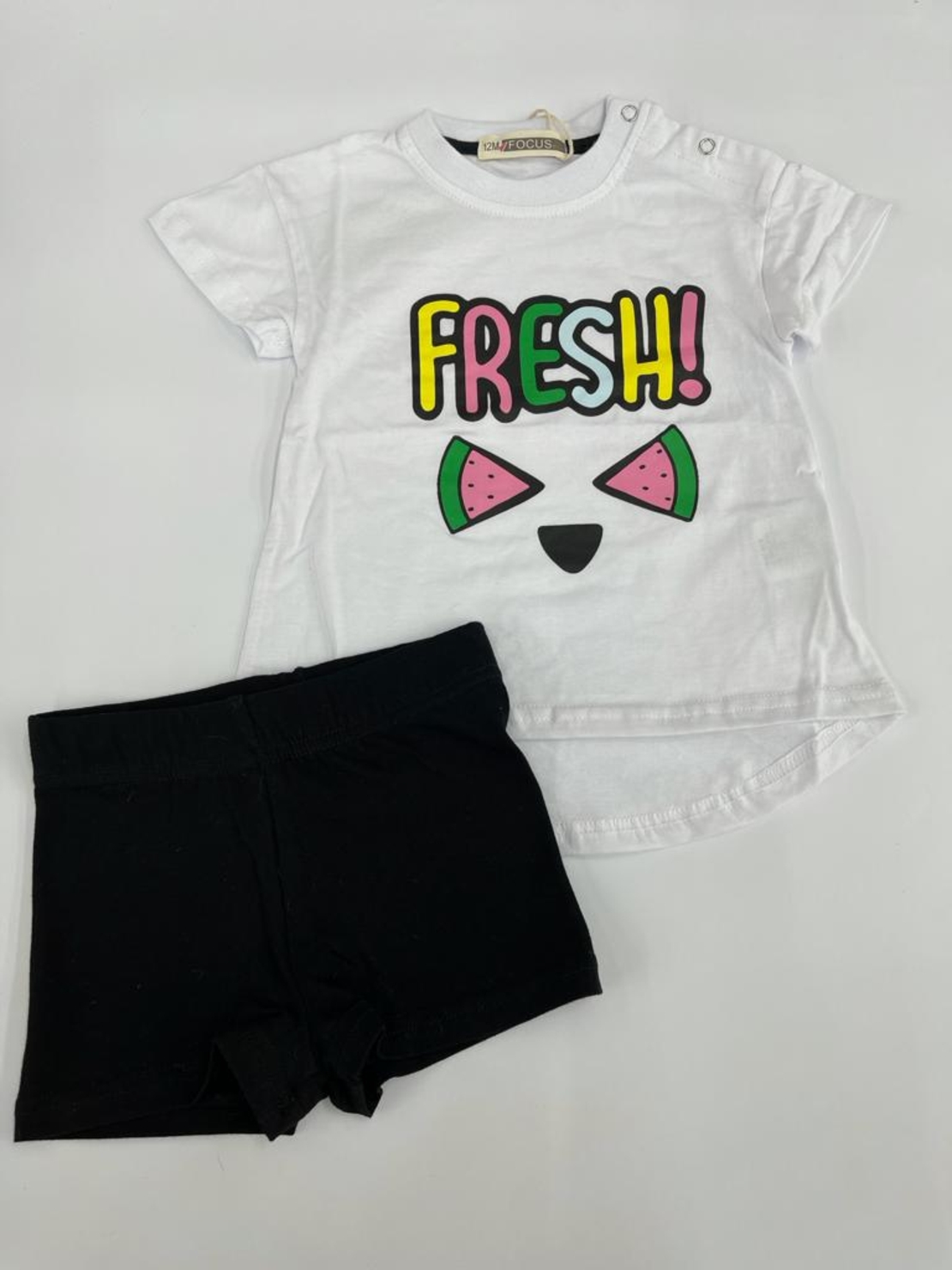 חליפה בייבי בנות 100% כותנה FOCUS (אפור\טורקיז\לבן)