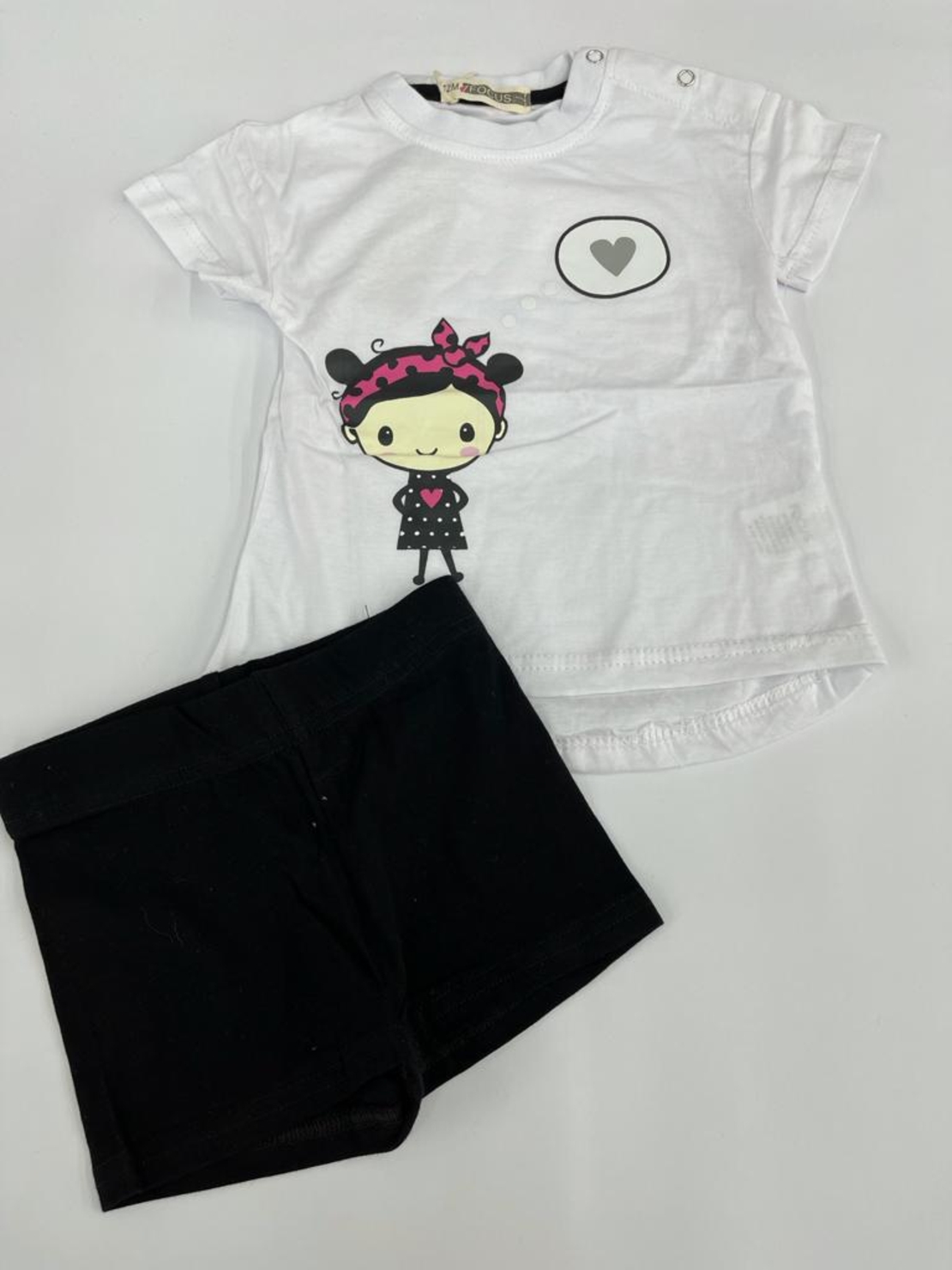 חליפה בייבי בנות 100% כותנה FOCUS (ורוד\לבן\ורוד בייבי) 