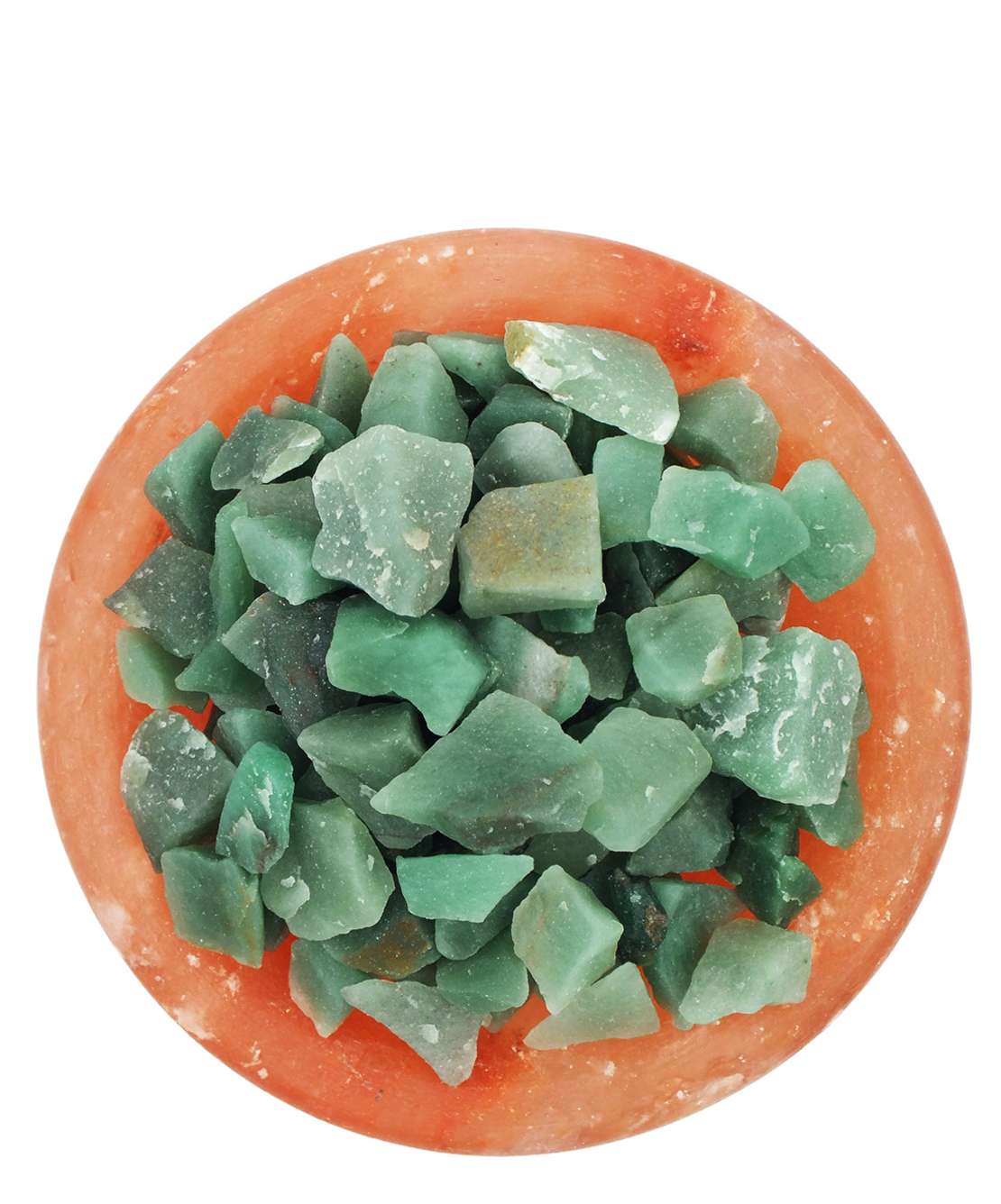 מנורת מלח הימלאיה טבעי מלוטש בצורת קערה עם גבישי קריסטל אוונטורין גולמיים 