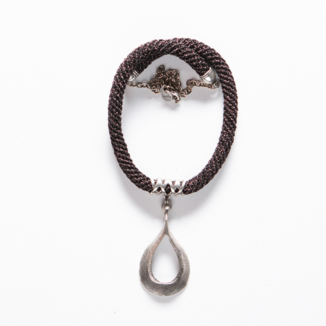 Black & Silver Big Drop Shape Pendant Necklace | Smadar 