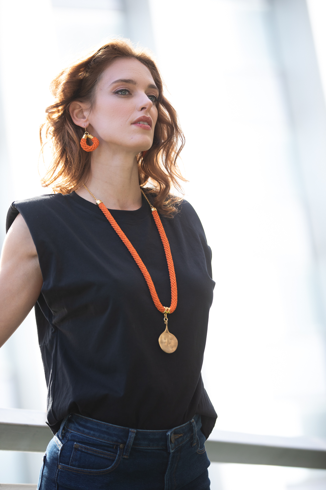 Orange & Gold Statement Necklace | Adva 