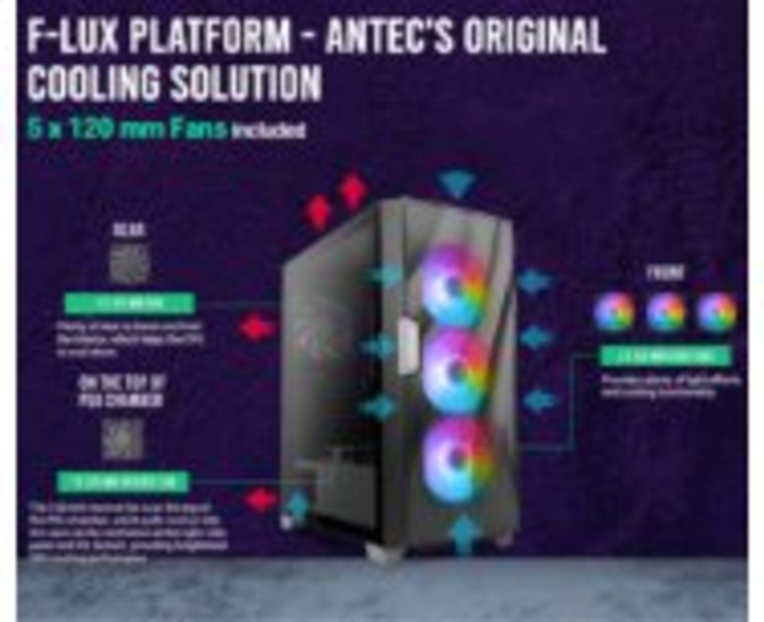 מארז ANTEC DF700 FLUX Tempered Glass RGB Mid tower Black Case