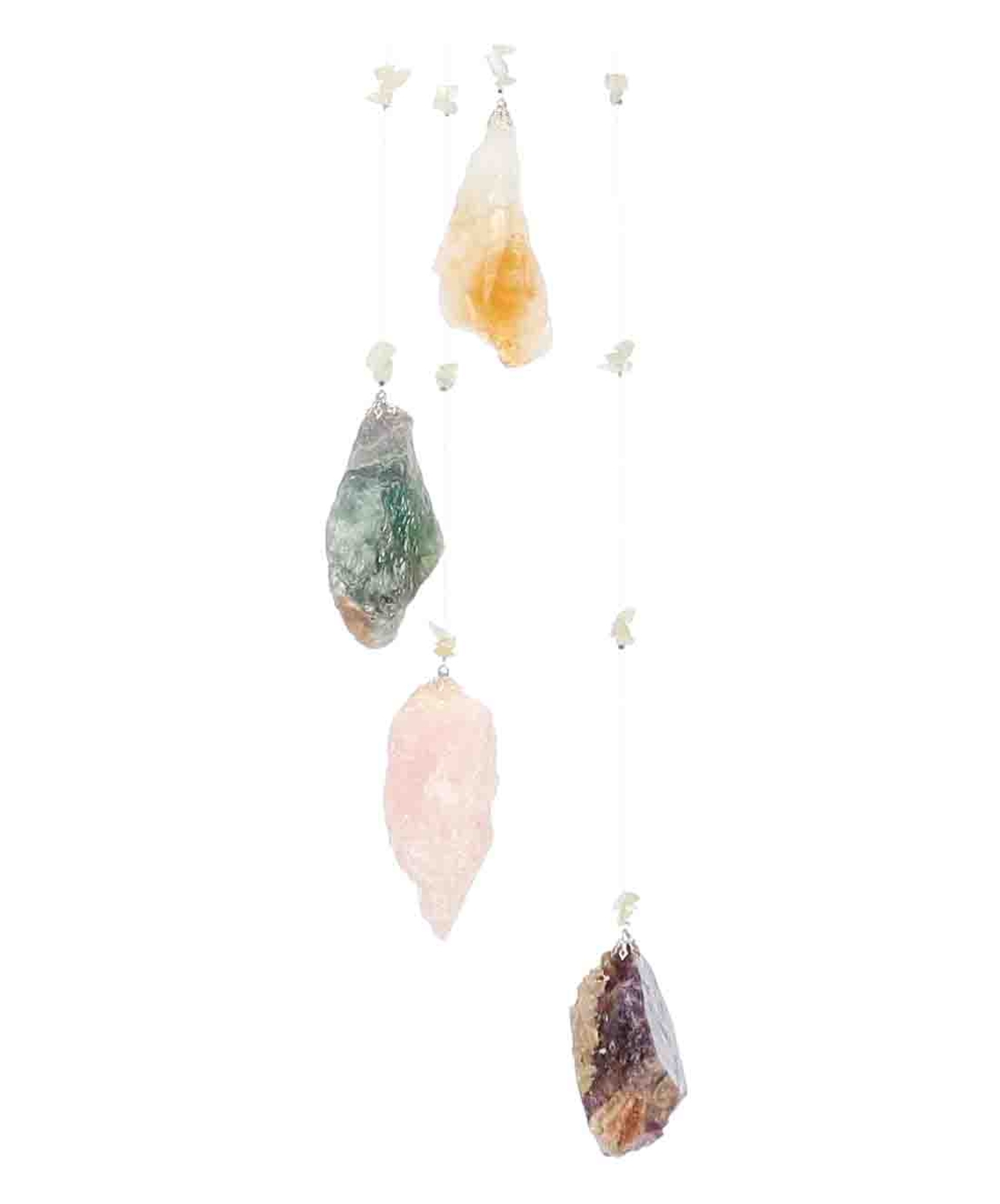 מובייל ספירלה משולב מגוון אבני קריסטל גולמיות 5 זרועות 65 ס