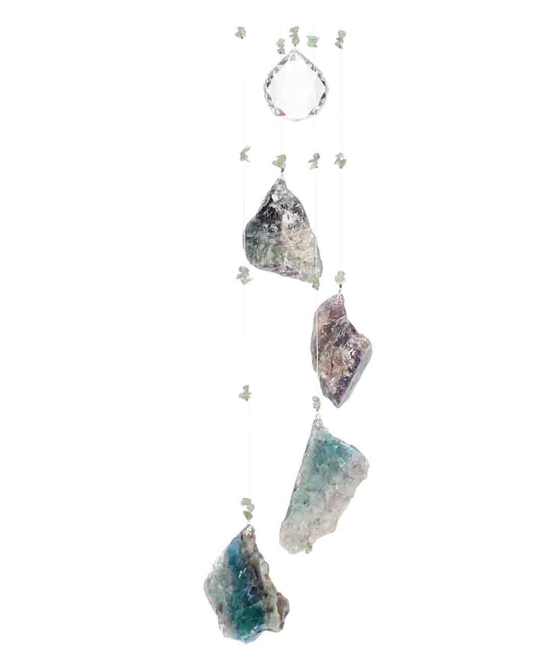 מובייל ספירלה משולב אבני פלורייט גולמיות 5 זרועות 65 ס