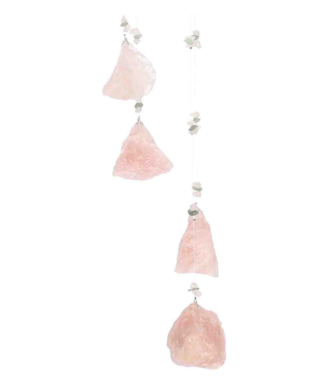 מובייל ספירלה משולב אבני רוזקוורץ גולמיות 5 זרועות 65 ס