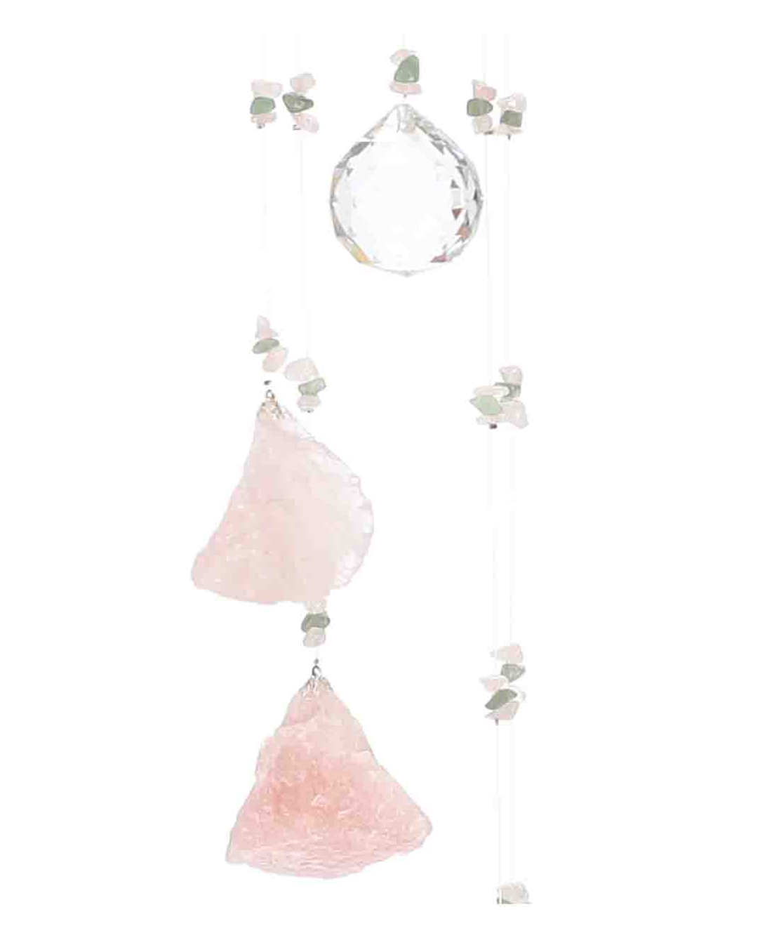 מובייל ספירלה משולב אבני רוזקוורץ גולמיות 5 זרועות 65 ס