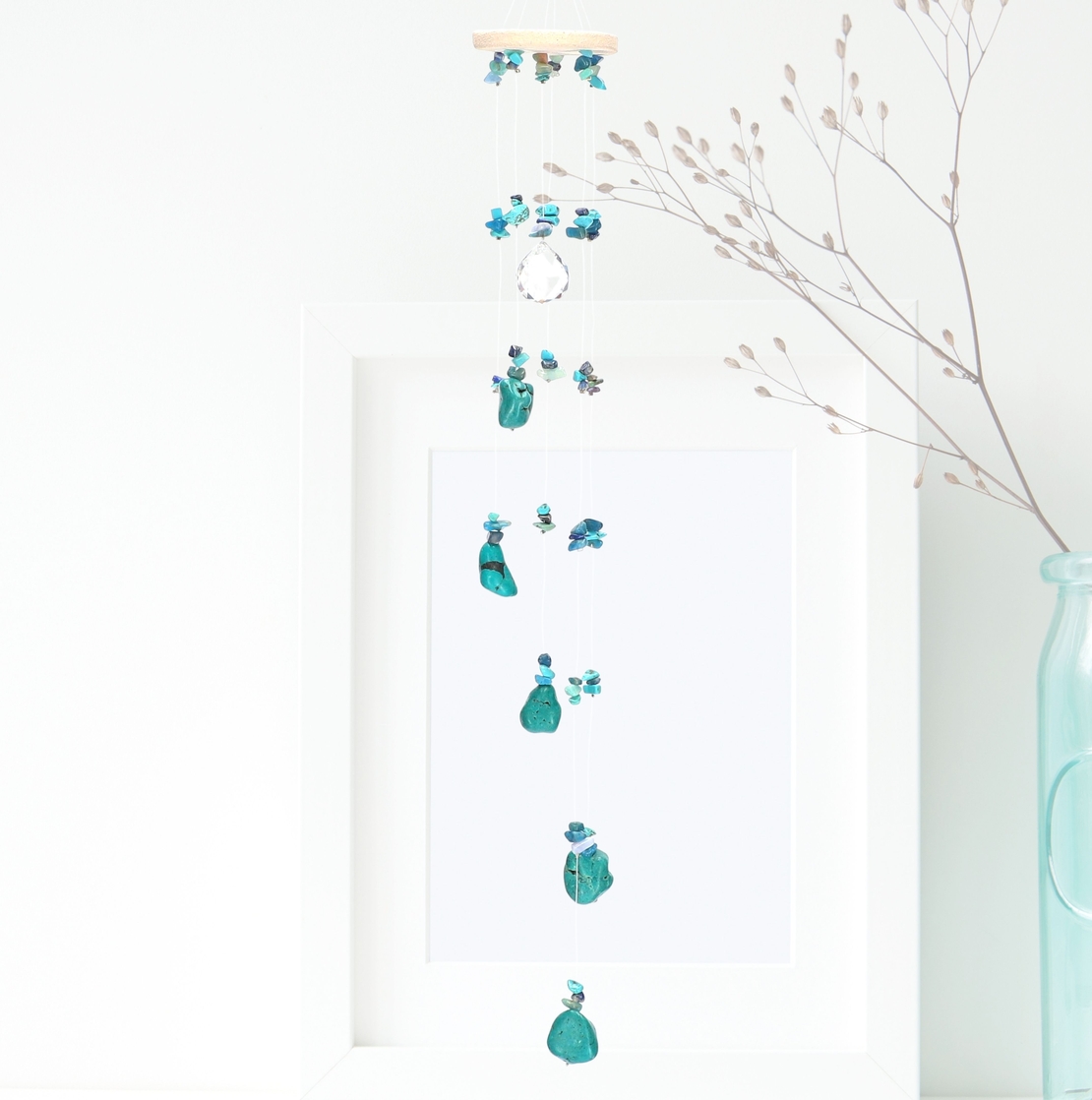 מובייל ספירלה משולב אבני טורקונייט מוחלקות 6 זרועות 45 ס