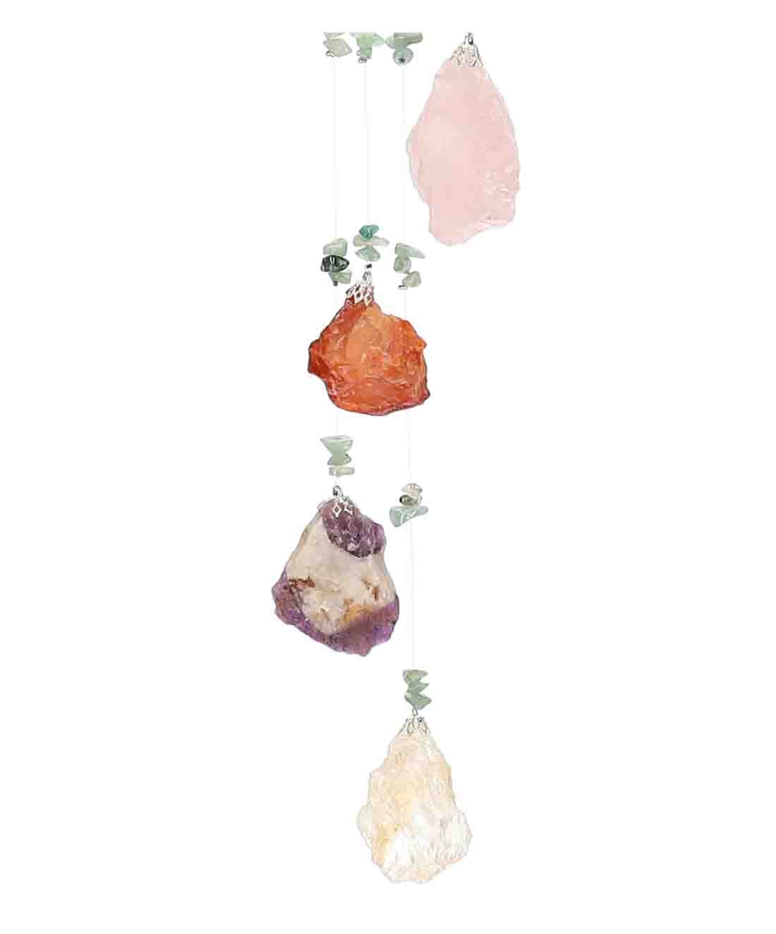 מובייל ספירלה משולב מגוון אבני קריסטל גולמיות 6 זרועות 45 ס