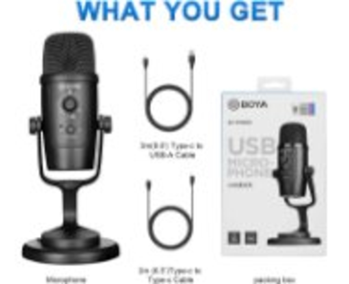 מיקרופון כולל מעמד שולחני חיבור BOYA BY-PM500 USB-A