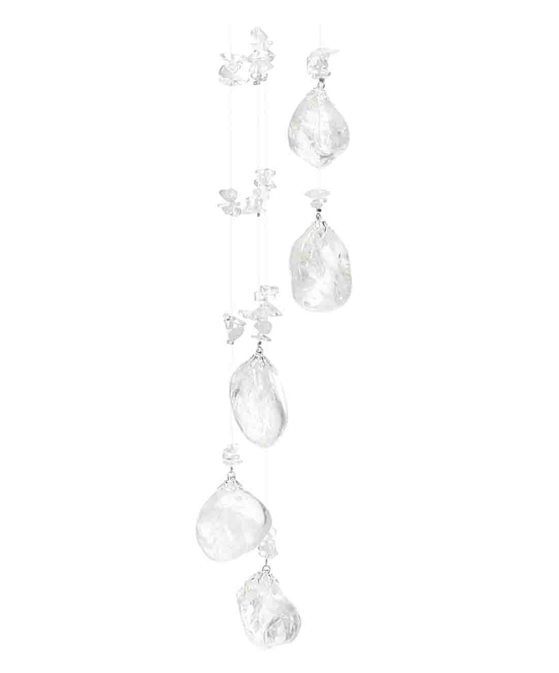 מובייל ספירלה משולב אבני קוורץ קריסטל מוחלקות 6 זרועות 45 ס