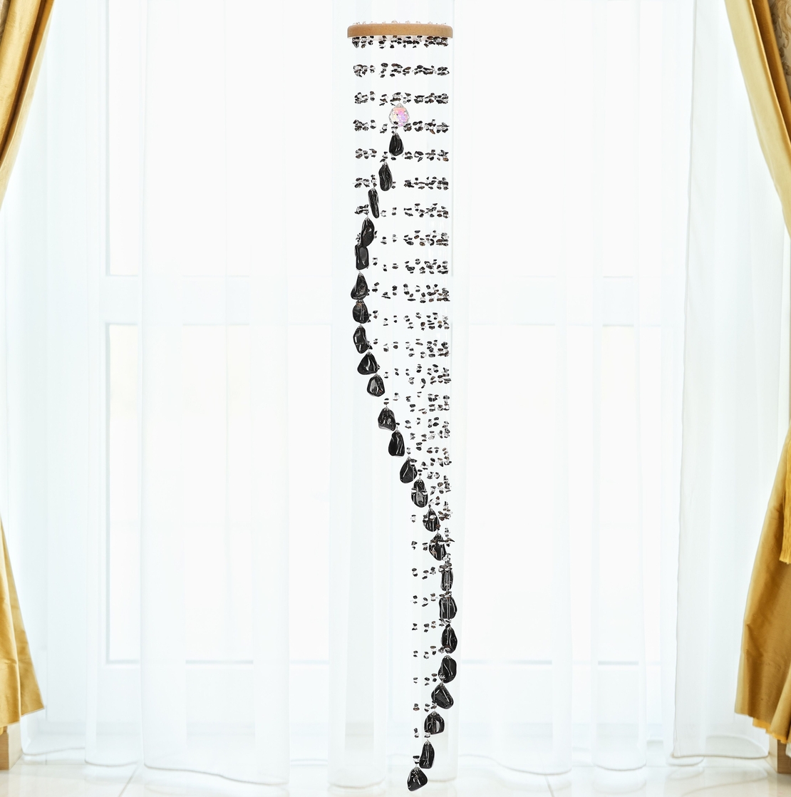 מובייל ספירלה משולב אבני אוניקס מוחלקות 25 זרועות 120 ס