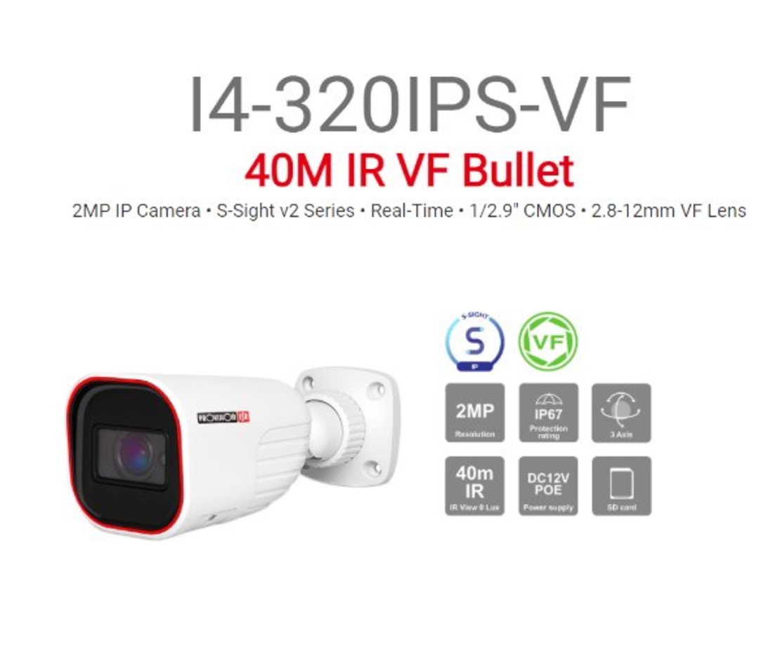 מצלמת IP צינור Provision I4-320IPS-VF IP 40M IR 2MP 2.8-12MM