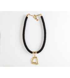 Black & Gold Asymmetric Pendant Necklace | Dana