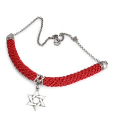 שרשרת מגן דוד לאישה בצבע אדום תליון כסף | דגם ירושלים