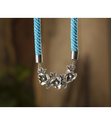 Light Blue & Silver Flower Pendant Necklace | Vered