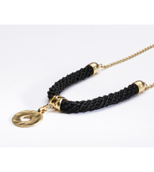 Black & Gold Round Pendant Necklace - Inbar