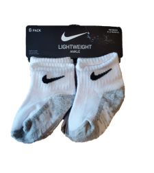 מארז 6 זוגות גרביים nike לבן אפור בקרסול מידה 6-12 חודשים