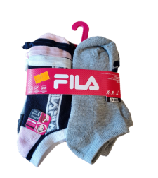 מארז 10 זוגות גרביים FILA לבן אפור ורוד מידה 5-7 שנים