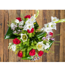 Bouquet of White Saffron Lilies and Roses