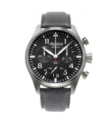 שעון Alpina Startimer Pilot Black Dial Grey Leather
