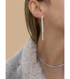 925 silver two-row tennis earrings