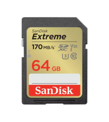 כרטיס זיכרון בנפח 64GB סאנדיסק SanDisk Extreme SDHC UHS-I Class-10 U3 V30