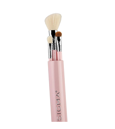 Sigma Beauty Travel Essential Trio - Makeup Brush Set for Foundation Powder Eyeshadow, Vegan Makeup Brushes for Travel - Light Pink