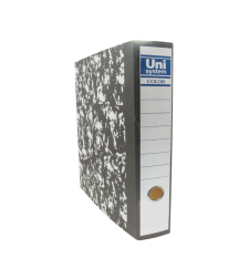 קלסר משרדי גב 8 שחור-לבן- UNI מארז 12 יחידות