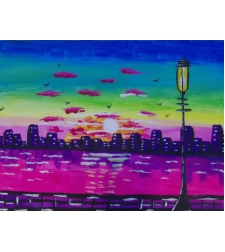 ציור אקריליק night view
