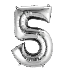 בלון הליום סיפרה 5 בצבע כסף גודל ״34 אינצ