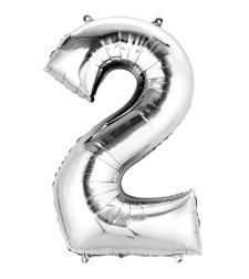 בלון הליום סיפרה 2 בצבע כסף גודל ״34 אינצ