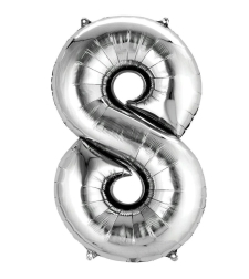 בלון הליום סיפרה 8 בצבע כסף גודל ״34 אינצ