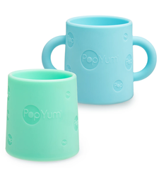 זוג כוסות אימון מסיליקון רך בצבע כחול וירוק