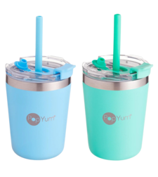 זוג כוסות תרמיות Triple wall לילדים בצבע כחול וירוק 260 מיל'