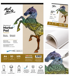 בלוק מרקר פרימיום 50 דפים 105 גרם Mont Marte Bleedproof Marker Pad Premium – A4