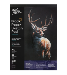בלוק נייר סקיצה שחור 140 גרם 25 דפים Mont Marte Black Paper Sketch Pad Signature A4