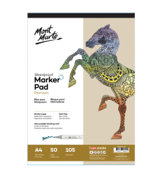 בלוק מרקר פרימיום 50 דפים 105 גרם Mont Marte Bleedproof Marker Pad Premium – A4