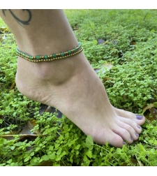 Double beaded anklet - green