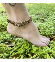 Double beaded anklet - tiger eye