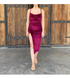 wine red velvet dress