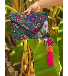 Large embroidered handbag - colorful flowers