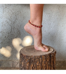 Double beaded anklet - red