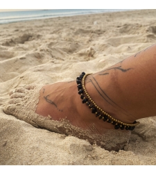 Double beaded anklet - black onyx